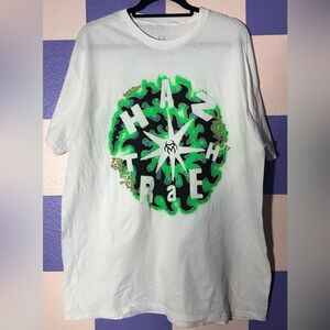 NWOT Hazheart Green Swirl White Tee - Size XL